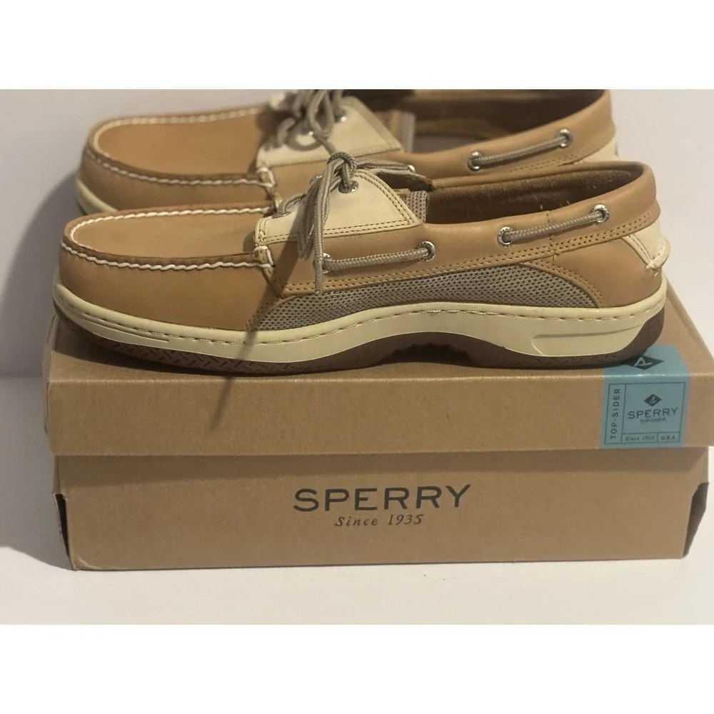 Speery Top Sider Men's Billfish 3 Eye Boat Deck Shoe Tan Brown Size 11.5 Leather